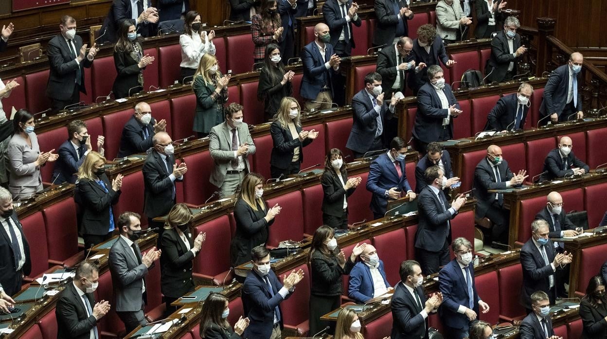 La Cámara de Diputados de Italia, durante el voto de confianza al gobierno de Draghi