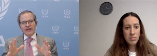 Captura de pantalla de la entrevista realizada telemáticamente a Rafael Grossi