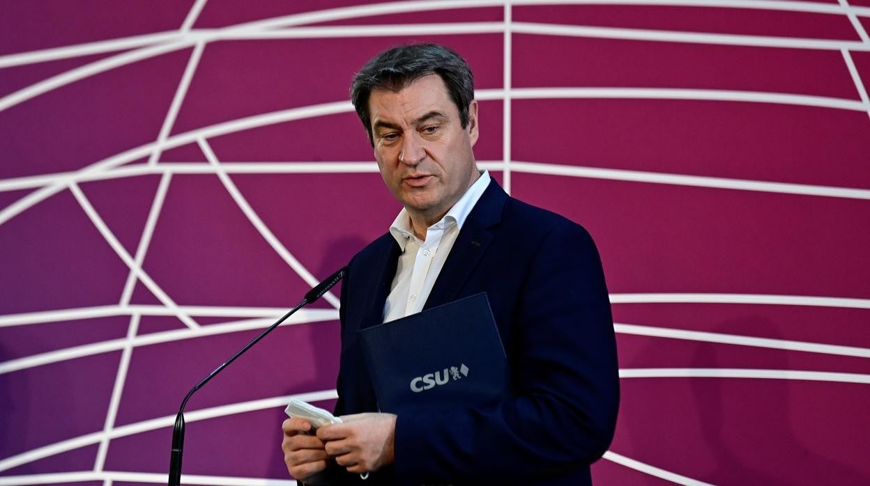 Markus Soder durante la reunión a puerta cerrada de la CSU