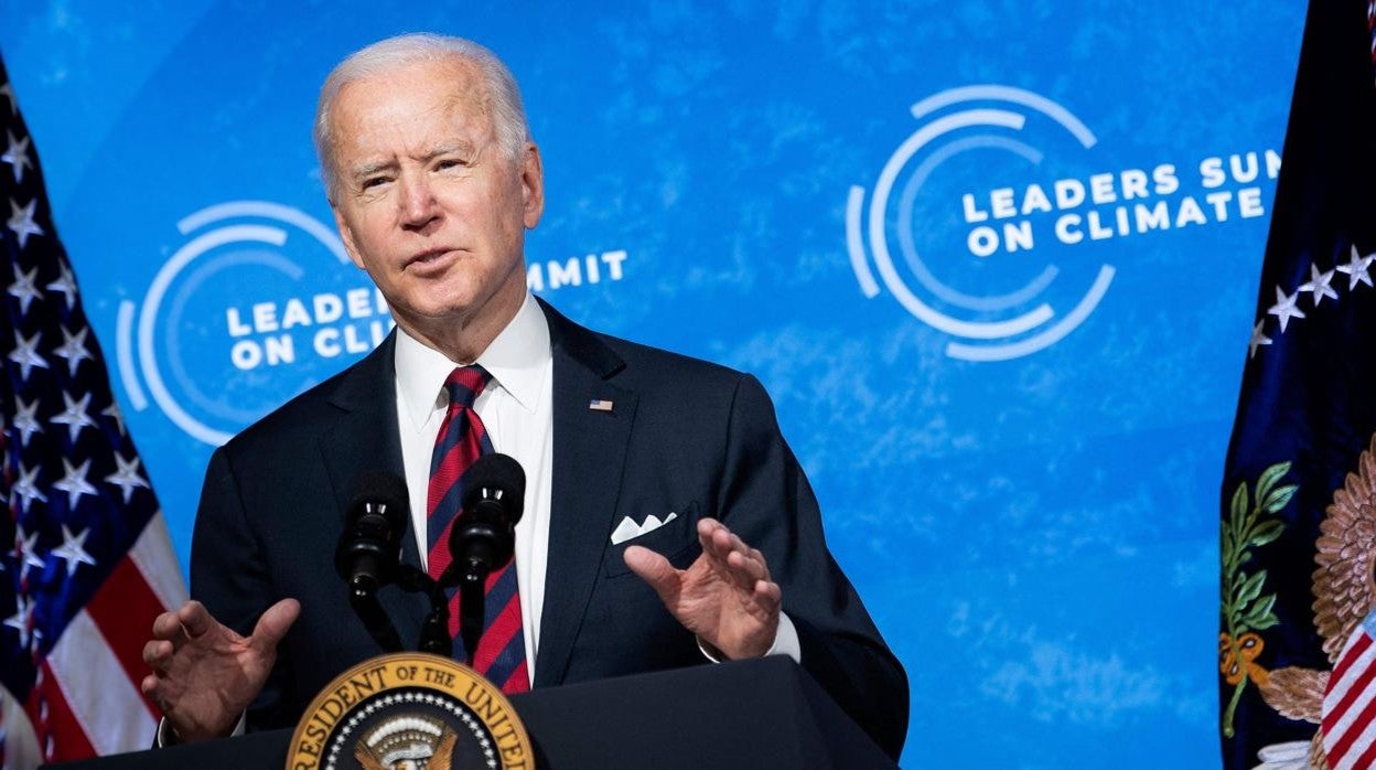 El presidente Joe Biden durante su participación virtual en la Cumbre del Clima