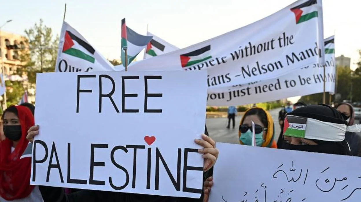 Una manifestación de protesta contra los ataques de Israel en Gaza