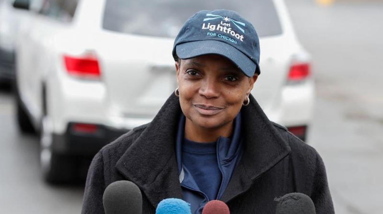 La alcaldesa de Chicago, Lori Lightfoot, en una imagen de la campaña electoral de 2019