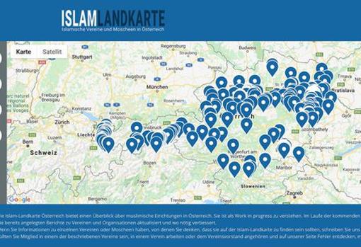 Captura de pantalla del sitio web Islam Landkarte