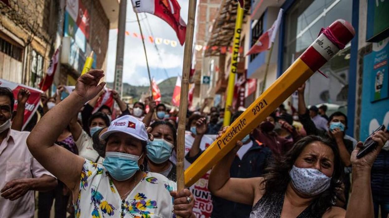 Seguidores del líder izquierdista Pedro Castillo