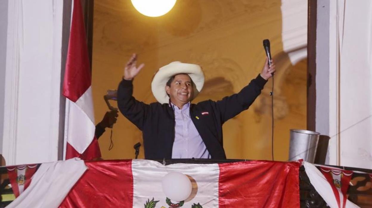 El candidato presidencial de Perú, Pedro Castillo