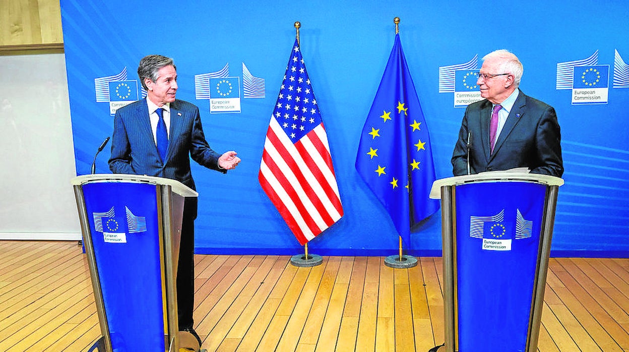 Borrell, jefe diplomático de la UE, y Blinken, su homólogo en EE.UU., se vieron por primera vez en persona el 24 de marzo, en Bruselas