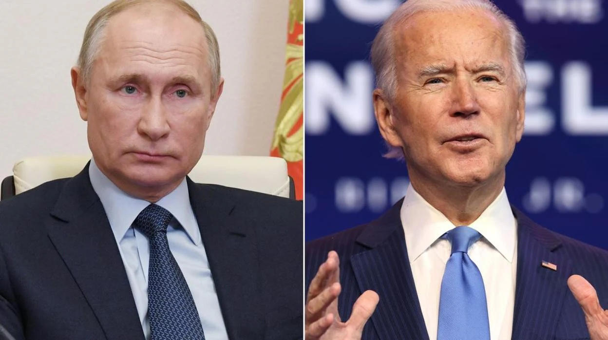 El presidente ruso, Vladimir Putin ,y el estadounidense Joe Biden