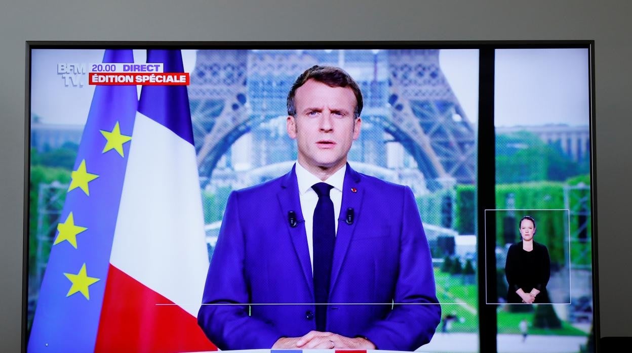 Macron ayer durante el discurso dirigido a la nación