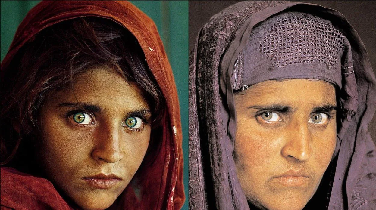 Sharbat Gula en dos imágenes con diferente edad