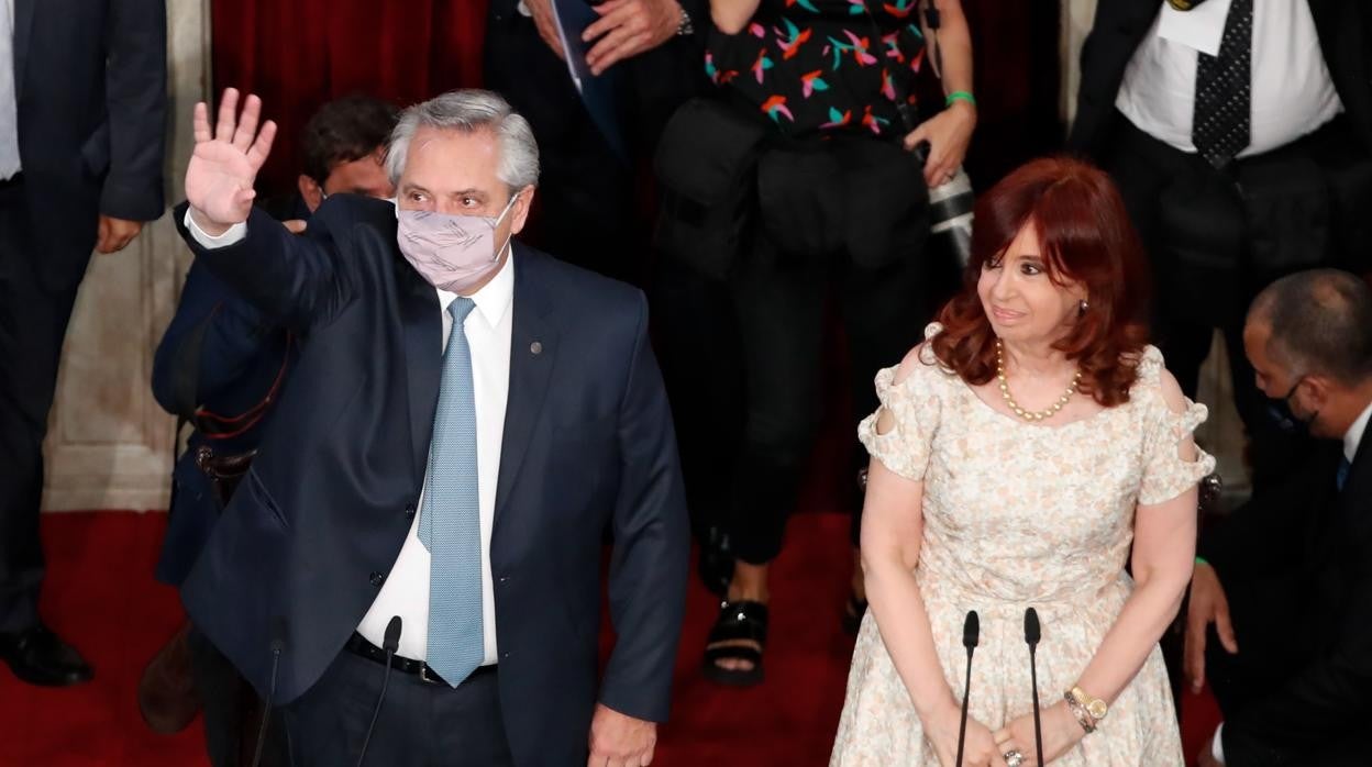 Los presidentes y vicepresidentes argentinos, Alberto y Cristina Fernández, el pasado marzo