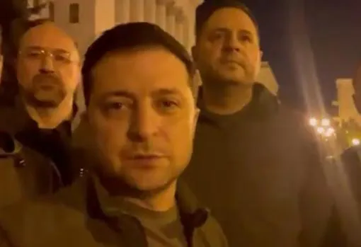 Captura del vídeo en el que Zelenski anunciaba que no había abandonado Kiev