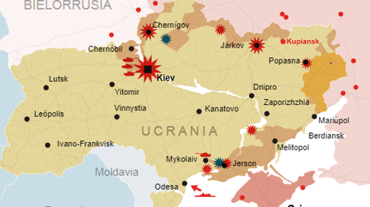 Mapa de la situación en Ucrania