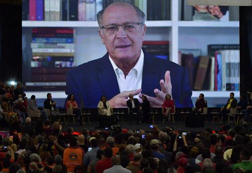 Geraldo Alckmin, durante la transmisión de su discurso