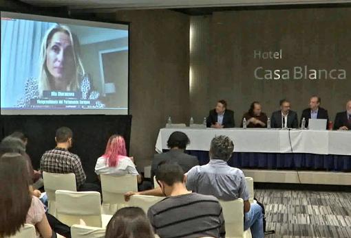 Charanzová, durante su intervención este miércoles en el evento organizado por PD en Ciudad de México