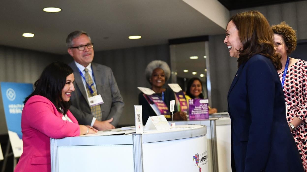 La vicepresidenta Kamala Harris, durante un acto en la Cumbre de las Américas