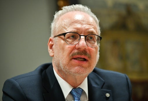 El presidente letón durante la entrevista en Madrid