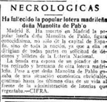Necrológica de Doña Manolita, el 9 de mayo de 1951 en ABC