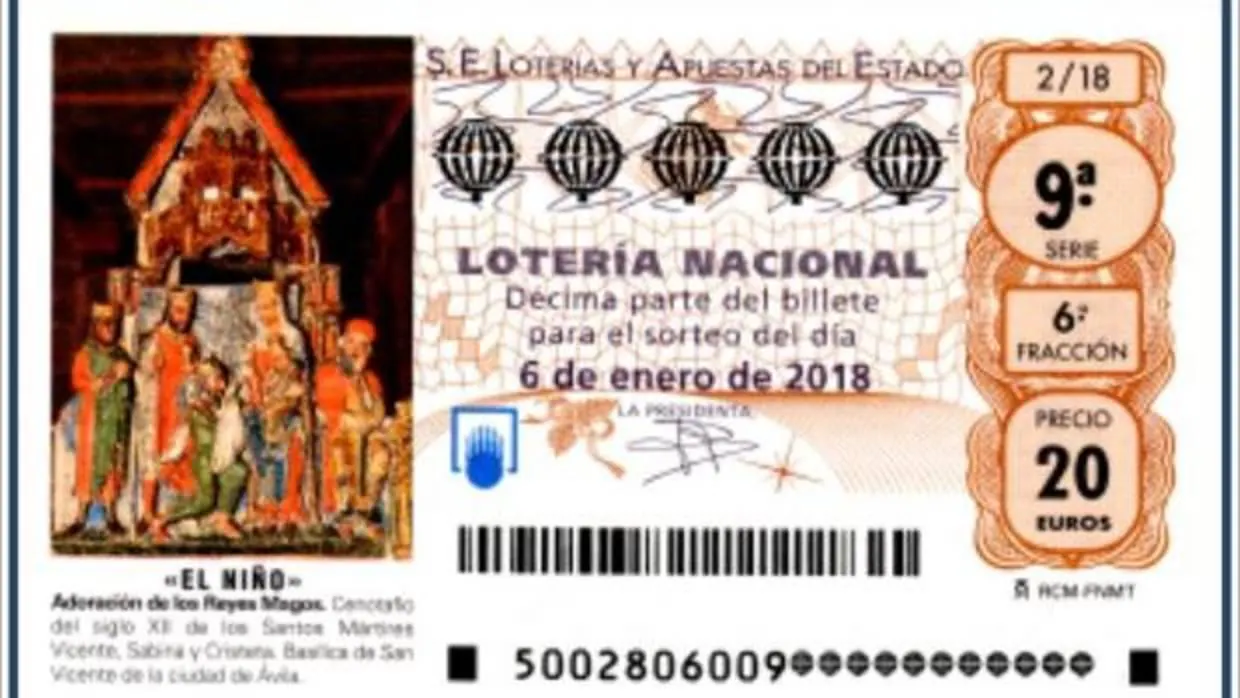 Imagen del décimo de lotería de El Niño de 2018