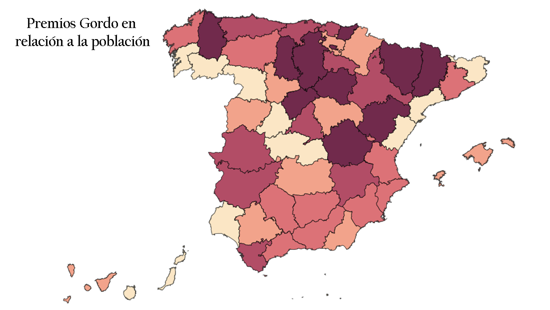 Las provincias con menos suerte en la Lotería de Navidad de España