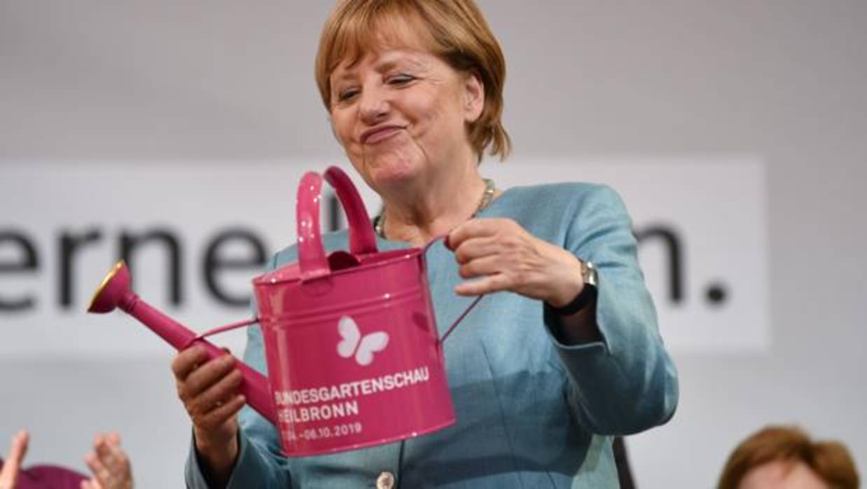 Angela Merkel, durante un mitin de campaña