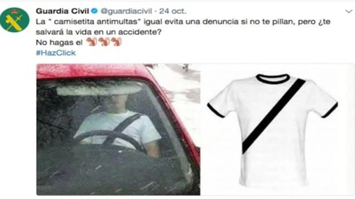 La Guardia Civil alerta del uso de camisetas antimultas