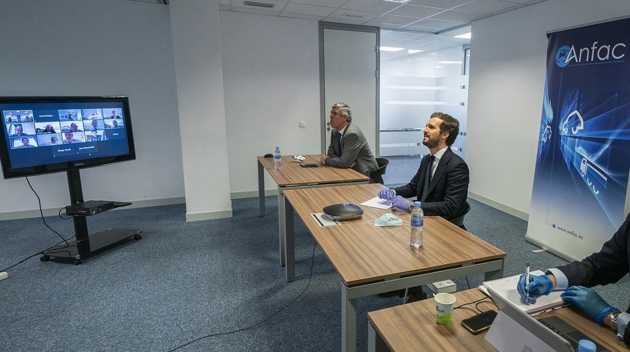 Pablo Casado, en la sede de Anfac