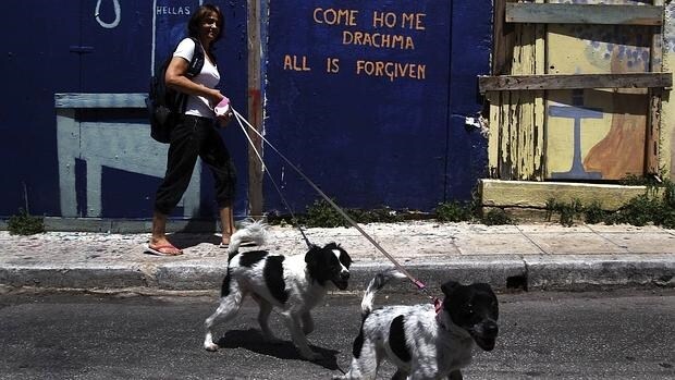 Una señora pasea con sus perros