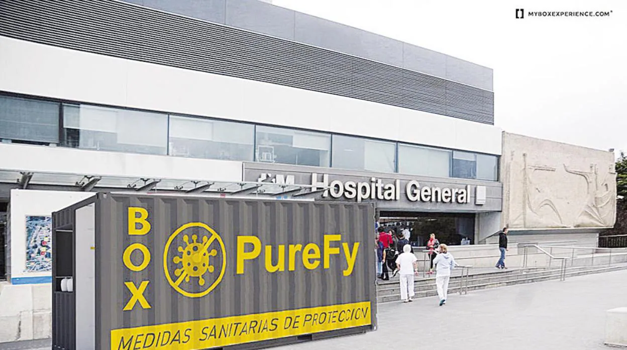 Recreación de Box Purefy a la entrada de los centros hospitalarios