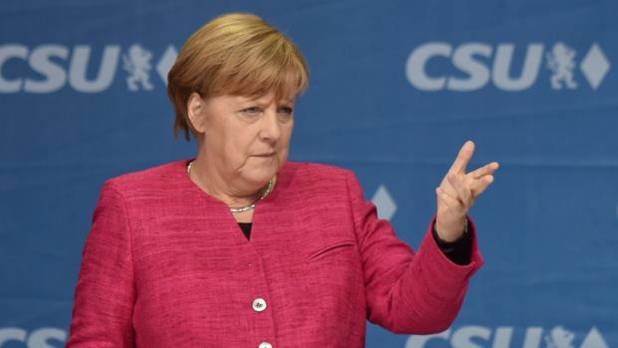 La canciller alemana, Angela Merkel, durante su último acto de campaña en Múnich