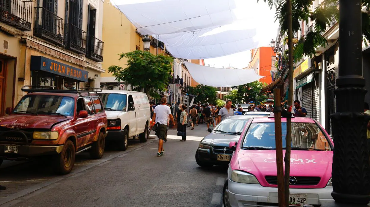La calle de Santa Isabel, en Lavapiés, durante el rodaje de Terminator