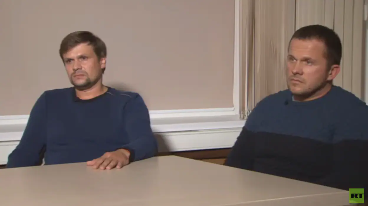 Alexander Petrov Y Ruslan Boshirov, durante la entrevista con el canal de televisón ruso Russia Today