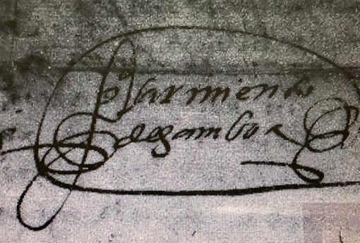 La firma de Pedro Sarmiento de Gamboa