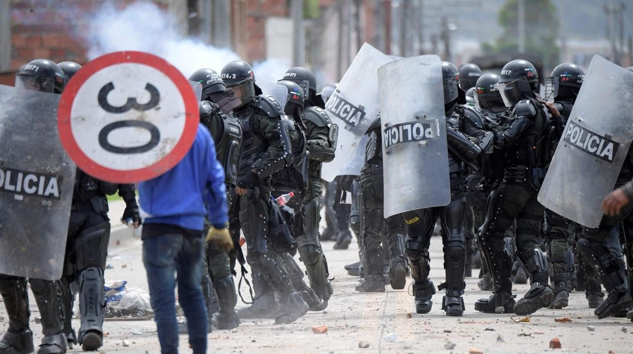 Protestas en Facatativa, en Colombia, este lunes