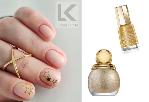 La manicura de @lisa_kon_ una opción perfecta para las fiestas. Esmaltes Diorific Top Coat 001 Bouton D'or de Dior (28,50 €) y Royal Gold de Mavala (7,10 €).