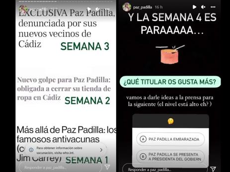 Historias de Instagram en el perfil de Paz Padilla