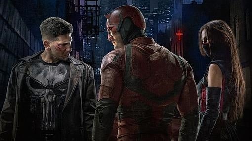 Punisher, Daredevil y Elektra en una imagen promocional de la segunda temporada