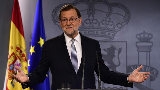 Mariano Rajoy durante la rueda de prensa, ayer en el Palacio de la Moncloa