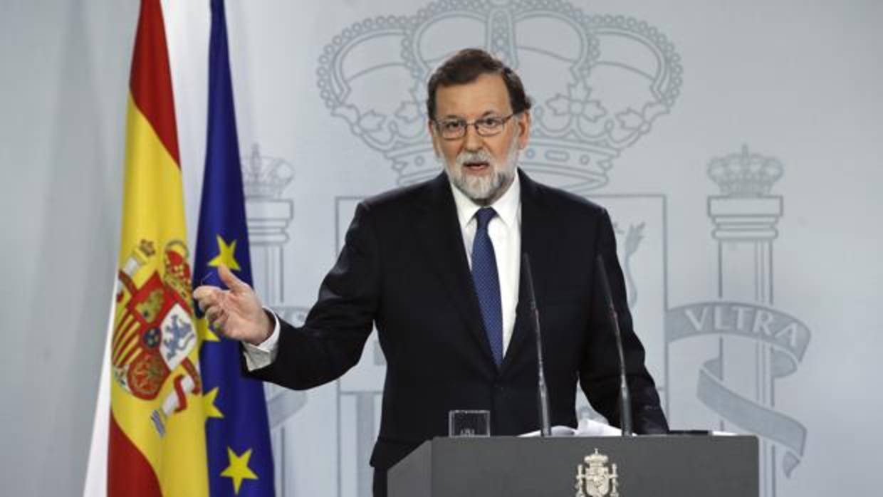 Mariano Rajoy, durante su comparecencia para explicar la aplicación del artículo 155