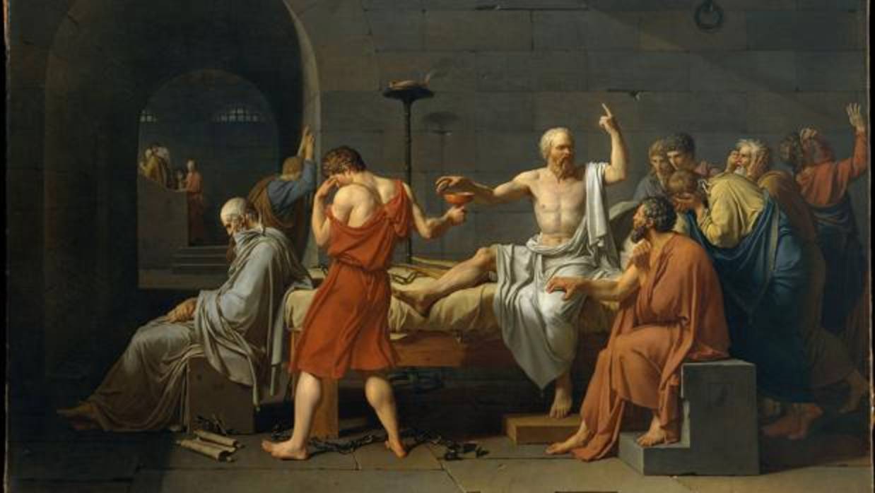 «La muerte de Sócrates», pintura que retrata uno de los mayores suicidios de la historia