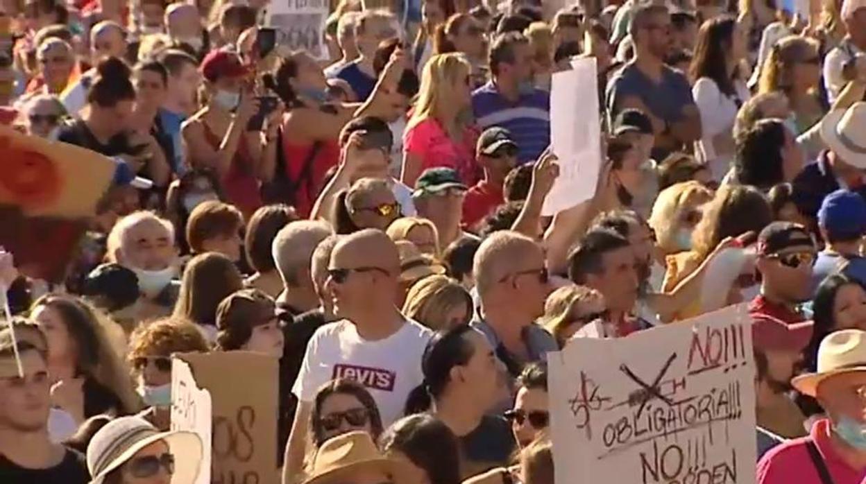 Manifestación negacionista del coronavirus del pasado fin de semana.