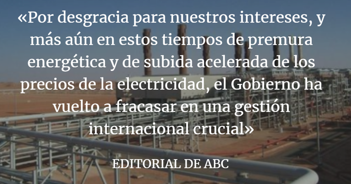 Editorial ABC: Encarecimiento del gas procedente de Argelia