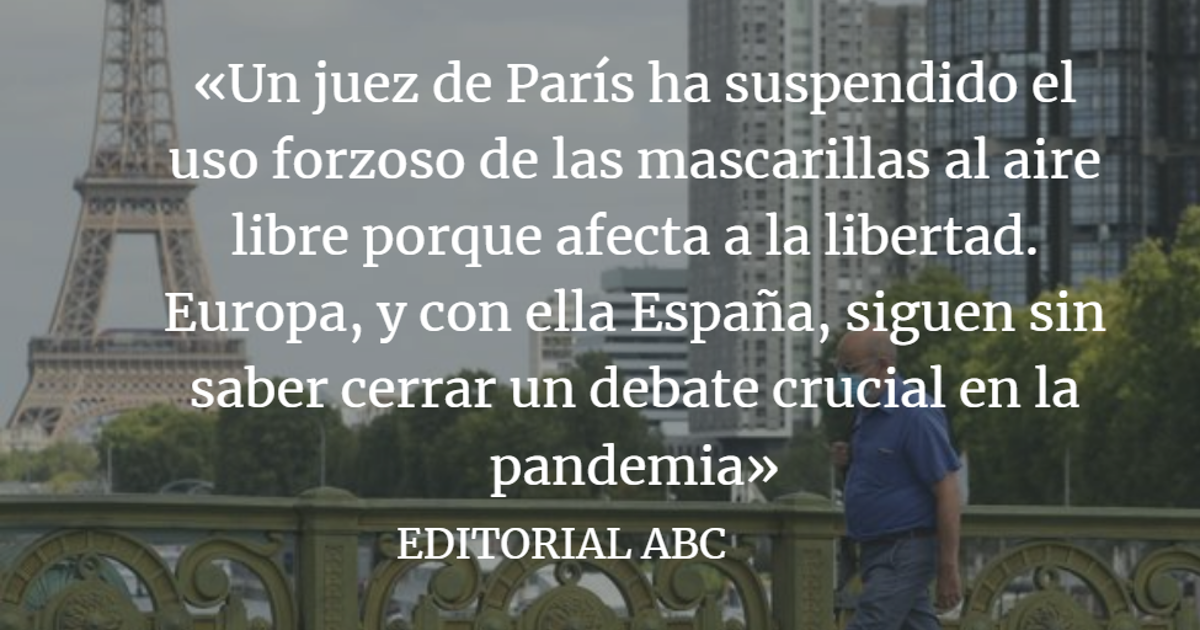 Editorial ABC: Mascarillas y libertades civiles