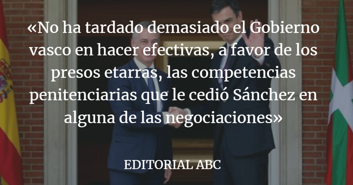 Editorial ABC: Presos a la calle: Urkullu completa la tarea de Sánchez