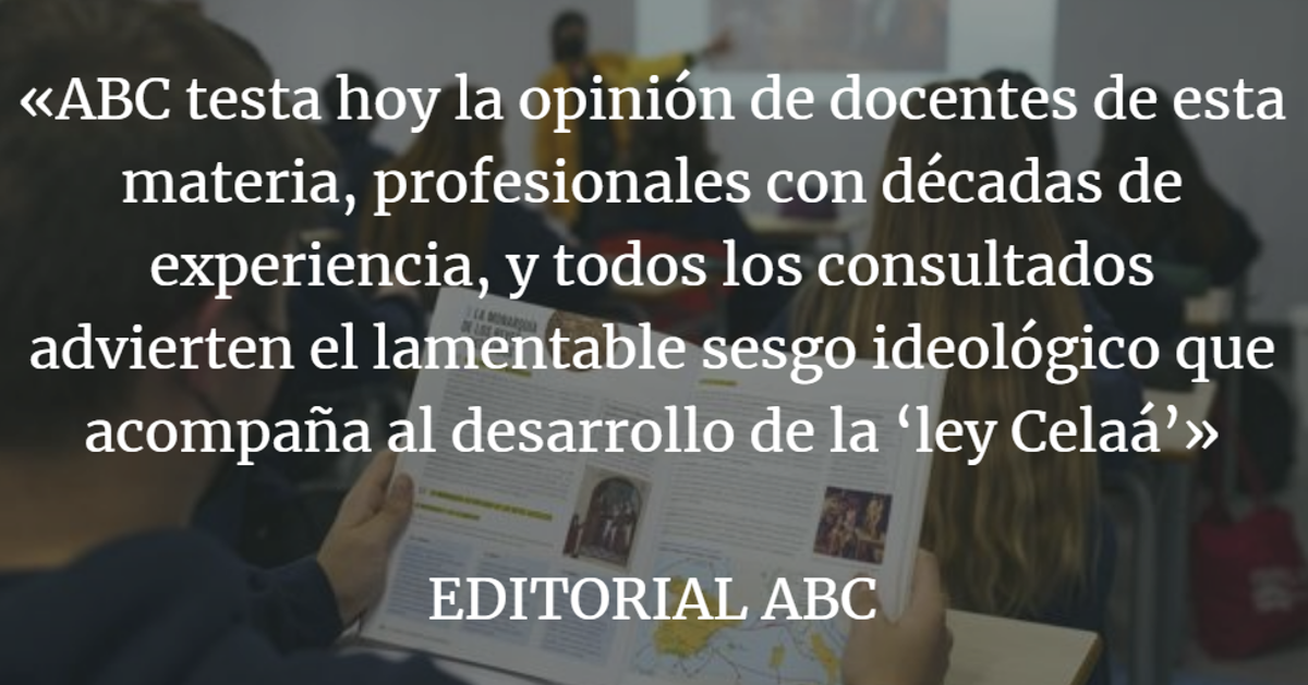 Editorial ABC: Los profesores de Historia suspenden a la ‘ley Celaá’