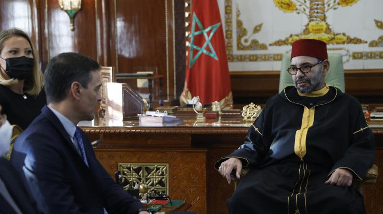 Pedro Sánchez durante su visita a Mohamed VI