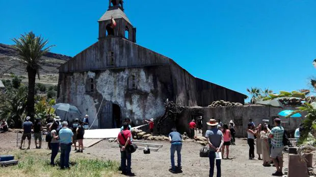 Reproducción de la iglesia de Baler, durante el rodaje en Santa Lucía de Tirajana