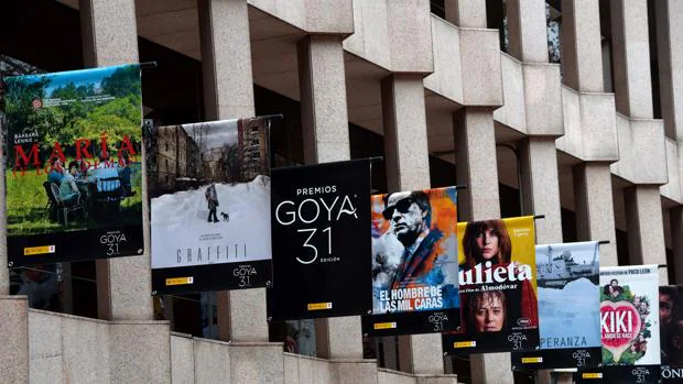 Carteles de las películas nominadas a los 31 Premios Goya en la sede de la Secretaría de Estado de Cultura