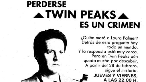 Uno de los anuncios de la serie «Twin Peaks» en los años 90 en el periódico