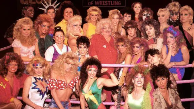 Imagen promocional del programa «Gorgeous Ladies of Wrestling» que se emitió en los años 80