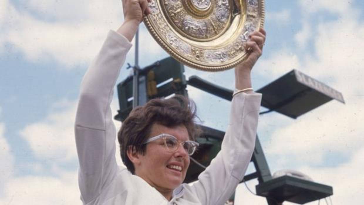Billie Jean King cuando ganó Wimbledon